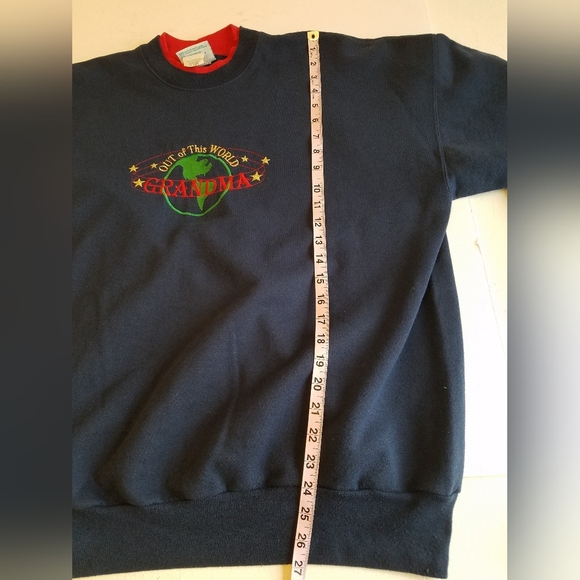 Vintage Beautiful Out of This World Grandma Embroidered Sweatshirt Navy Size XL - Picture 11 of 13